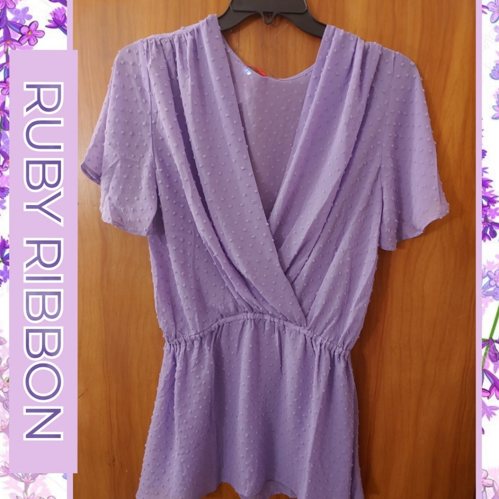 Ruby Ribbon Flutter Sleeves Top - image 1